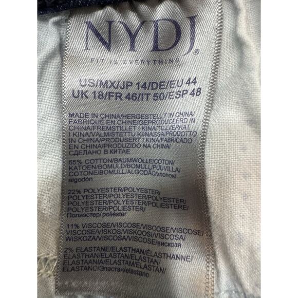NYDJ Size 14 Billie Mini Bootcut Jeans Hip Zip Button 5 Button Dark Wash - Picture 5 of 11